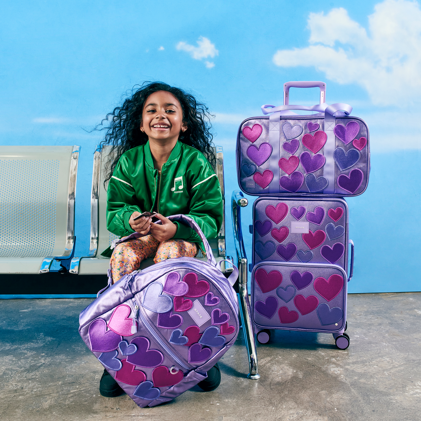 Logan Carry-On Suitcase in 3D Hearts, back view