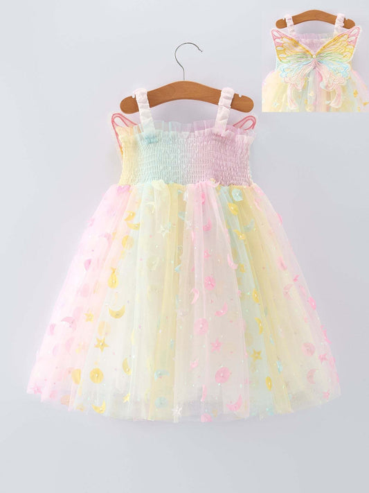 Pastel Rainbow Sequin Tulle Party Girls Dress