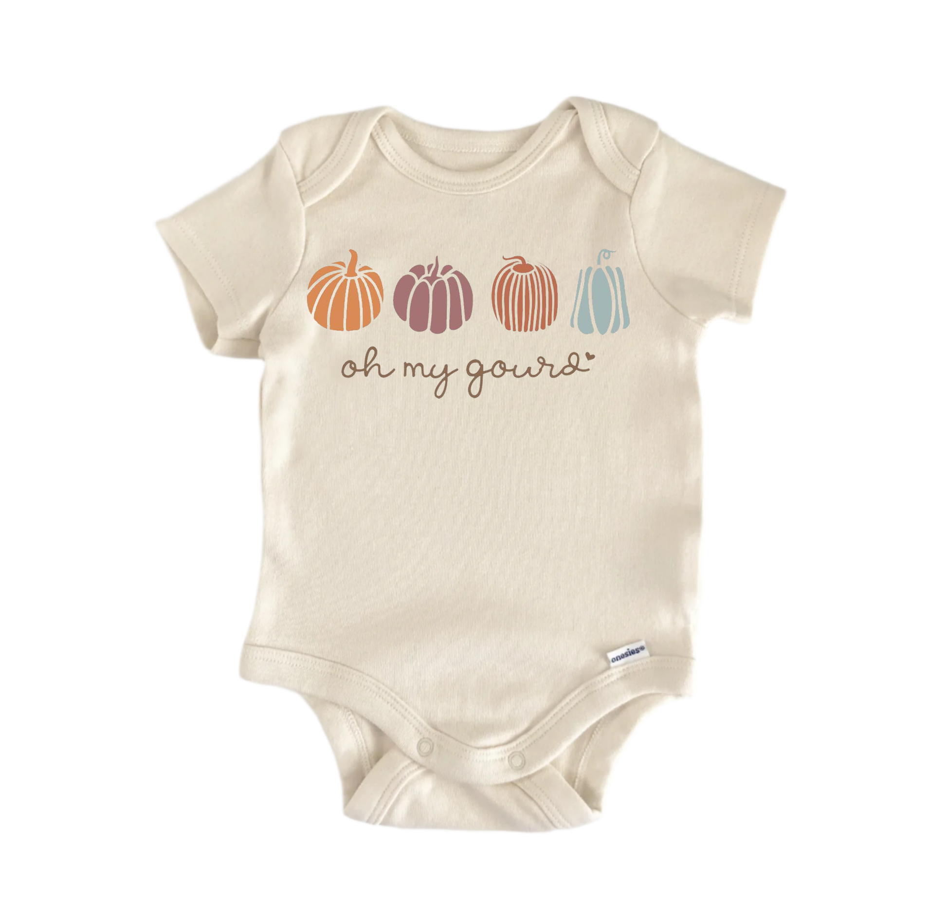 Oh My Gourd pumpkin fall newborn baby onesie front view