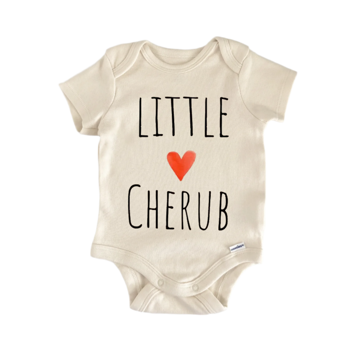 Cherub newborn baby onesie front view