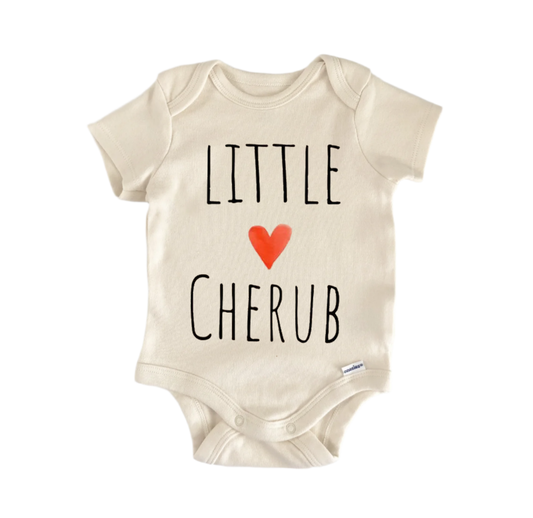 Cherub newborn baby onesie front view