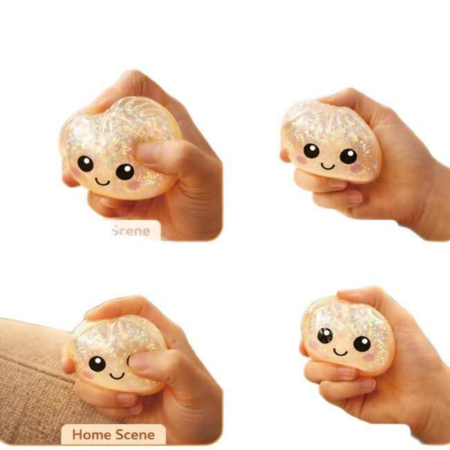 Hand squeezing glitter squishy dumpling stress toy
