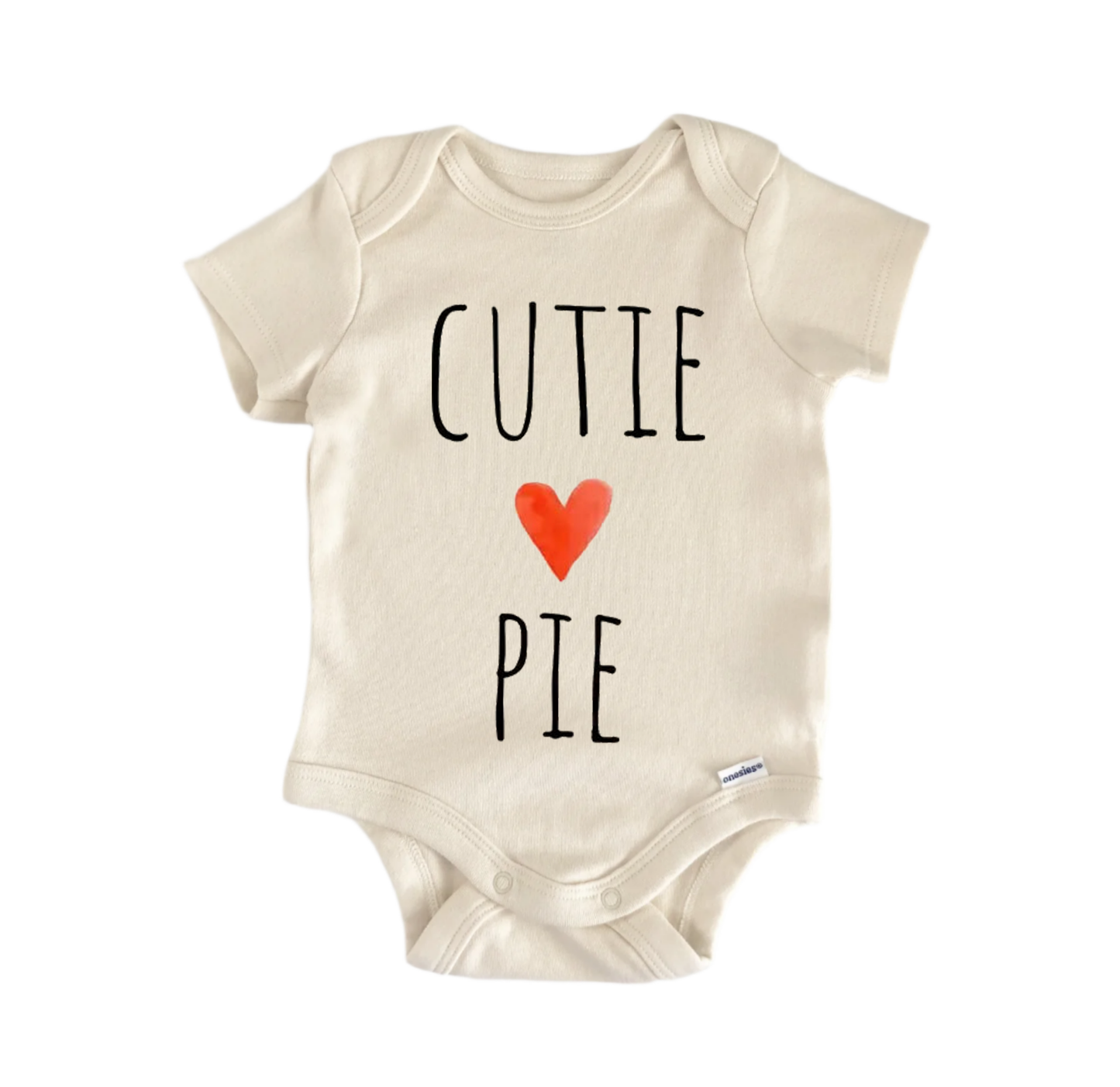 Cutie Pie Heart newborn baby onesie front view