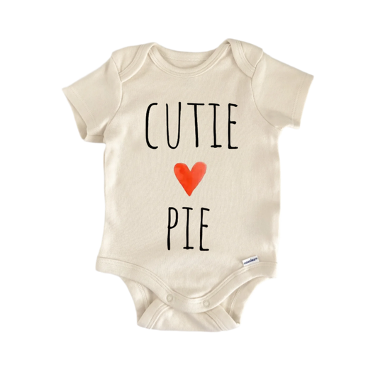 Cutie Pie Heart newborn baby onesie front view