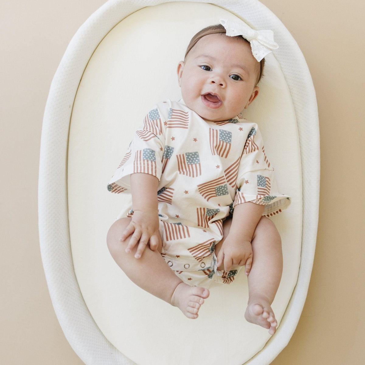 Flag Print T-Shirt Romper - optional custom embroidery
