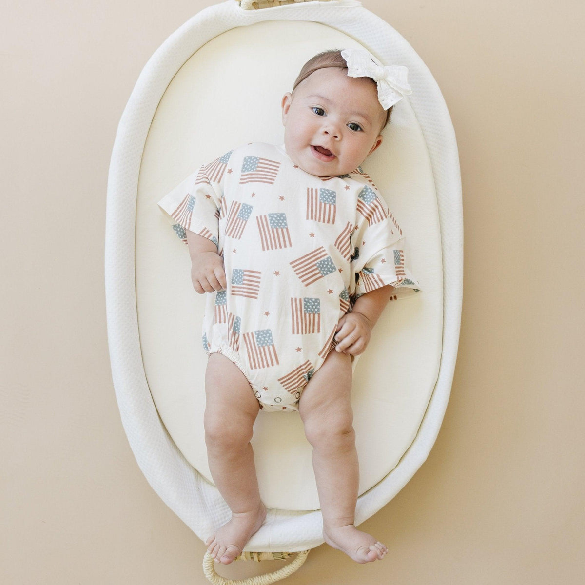 Flag Print T-Shirt Romper - optional custom embroidery