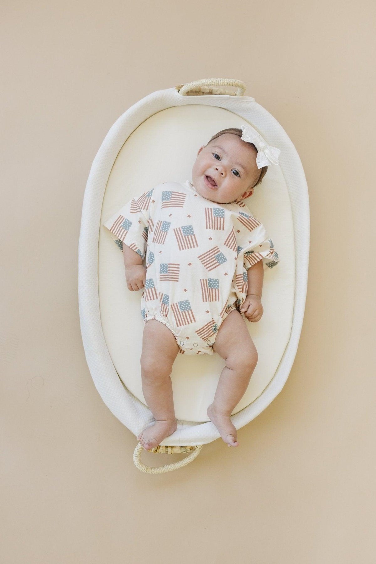 Flag Print T-Shirt Romper - optional custom embroidery