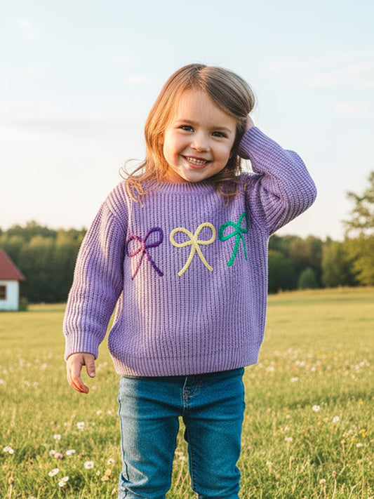 Girls’ Bow Mardi Gras Sweater