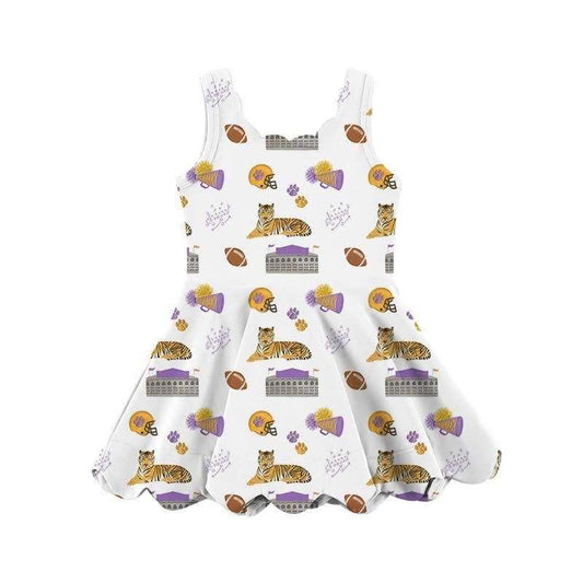 SeersuckerJOEY LLC girls athletic game day dress with tiger, football, and cheerleader print
