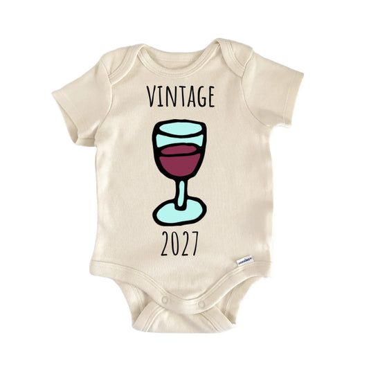 Vintage 2027 Grapes Wine Vineyard Baby Gift Baby Bodysuit
