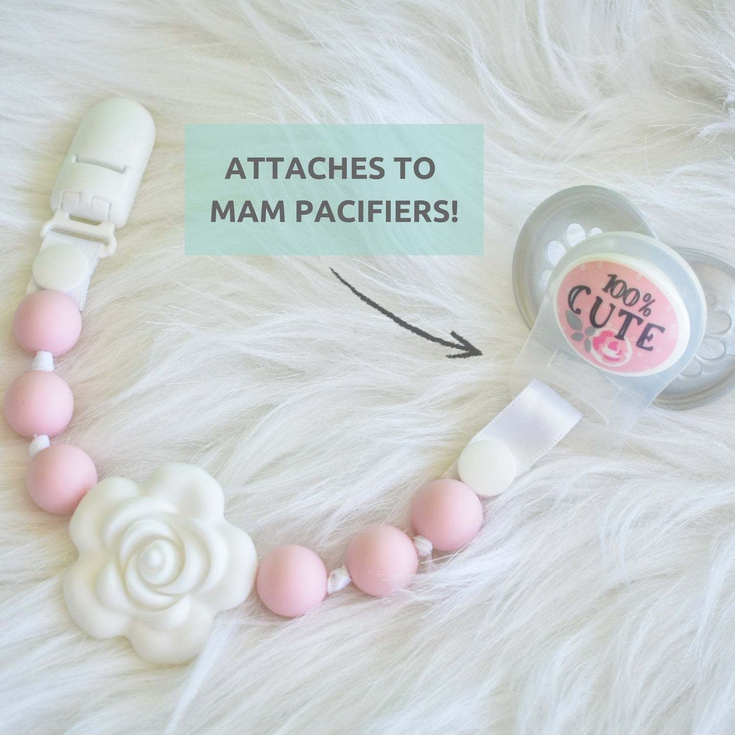 Silicone Pacifier Clip and Teether Holder Set