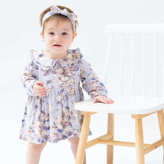 Peri - Long Sleeve Peter Pan Ruffle Collar Bubble with Skirt