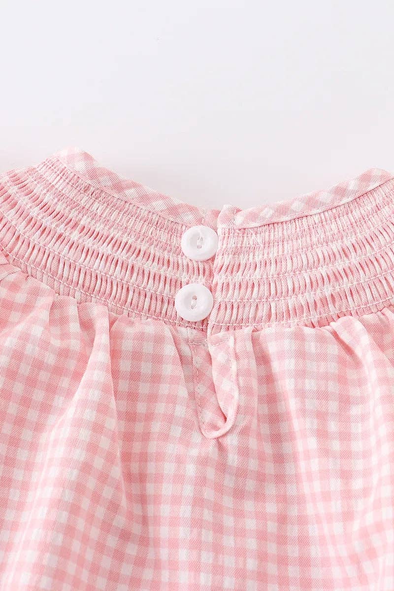 Rylee Faith Designs - Baby Girls Strawberry Plaid Smocked Romper