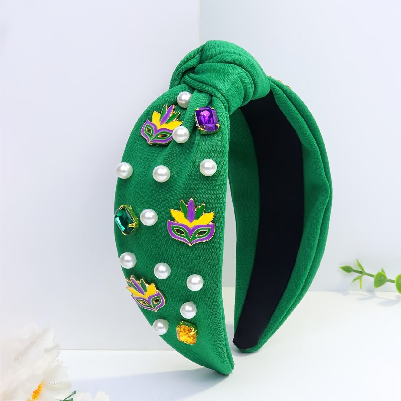 Mardi Gras Mask Knotted Headband