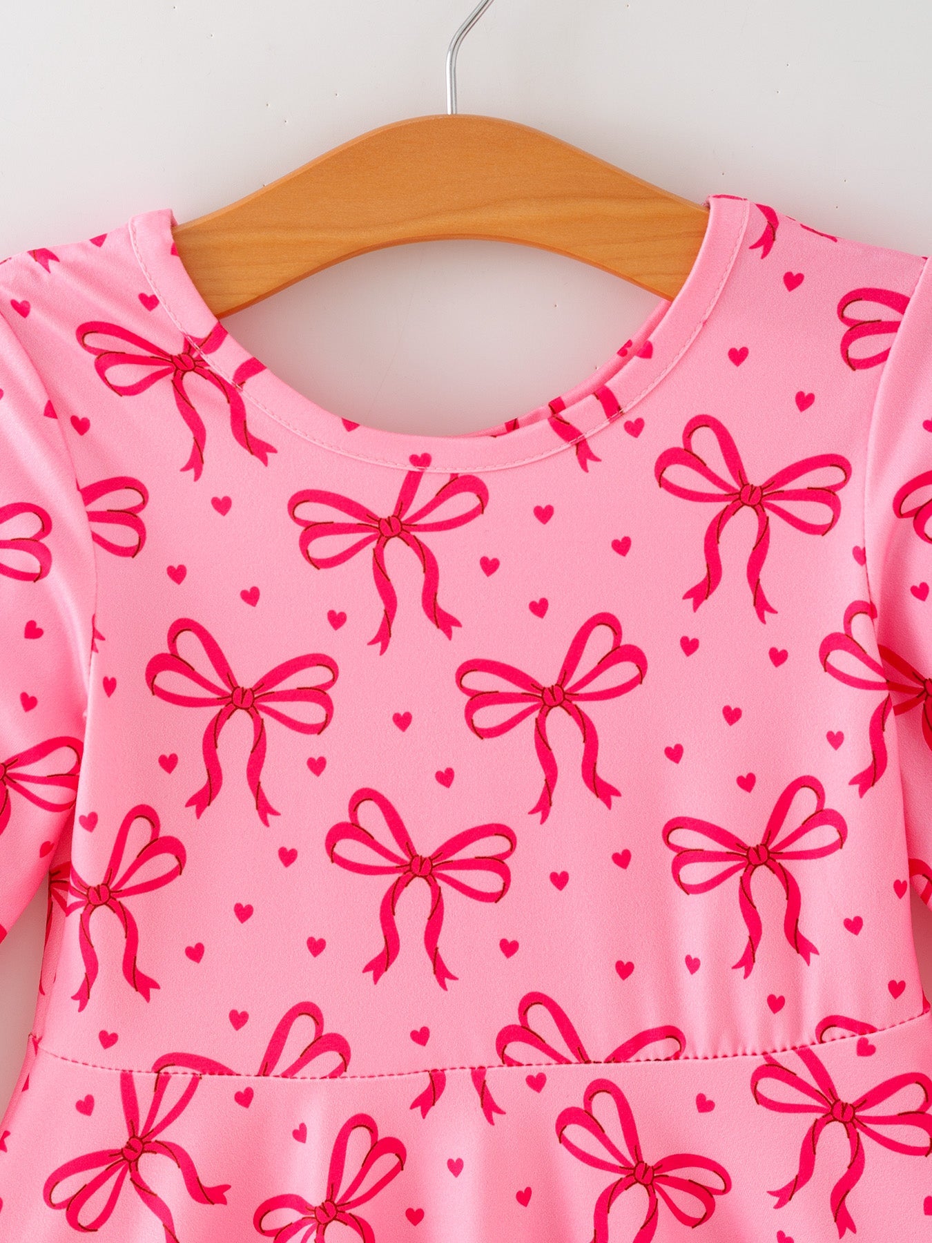 Toddler Girls Valentine’s Day Pink Bow Print Dress