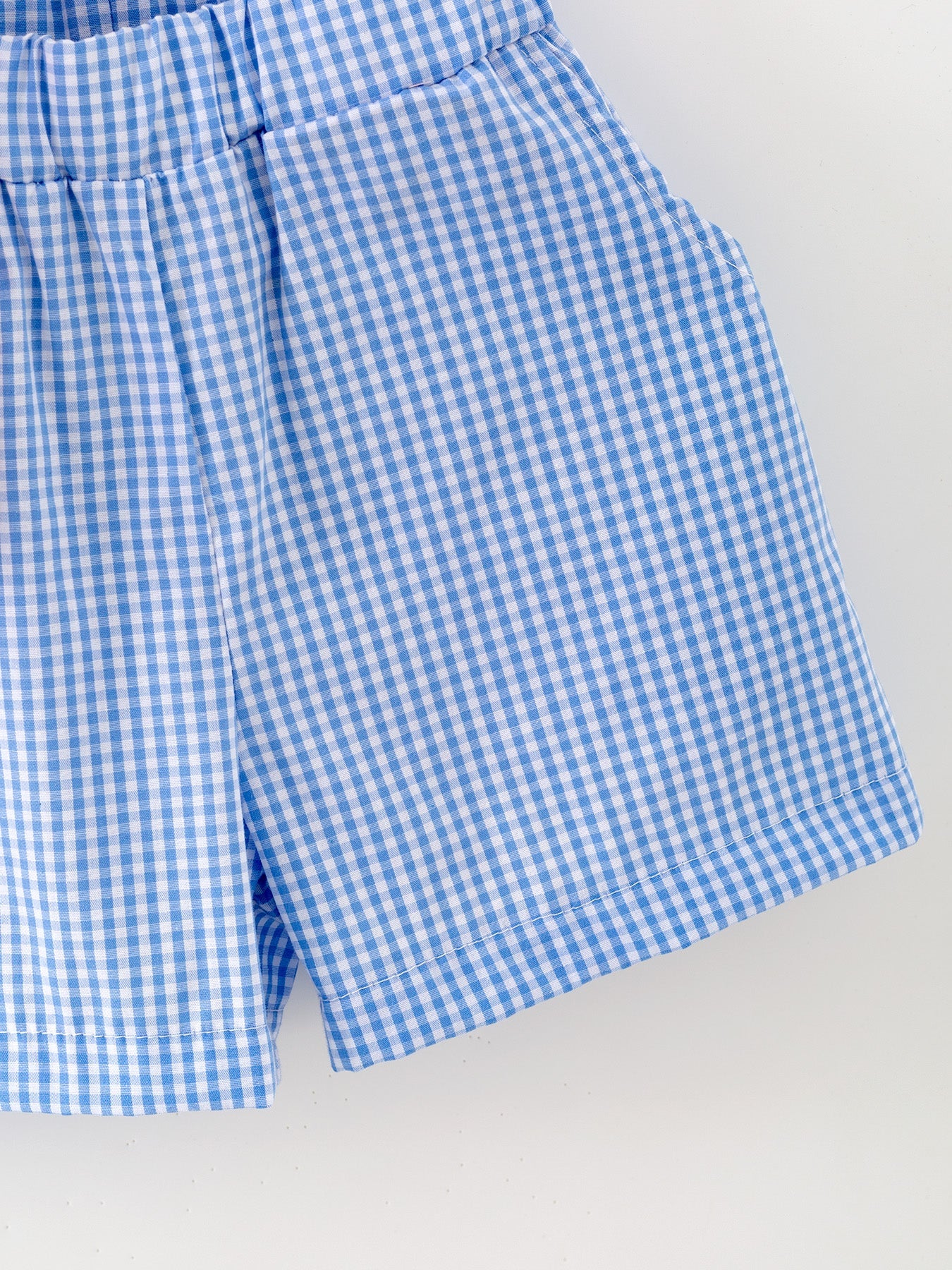 Toddler Boys Red Baseball Smocked Tee and Blue Plaid Shorts Set