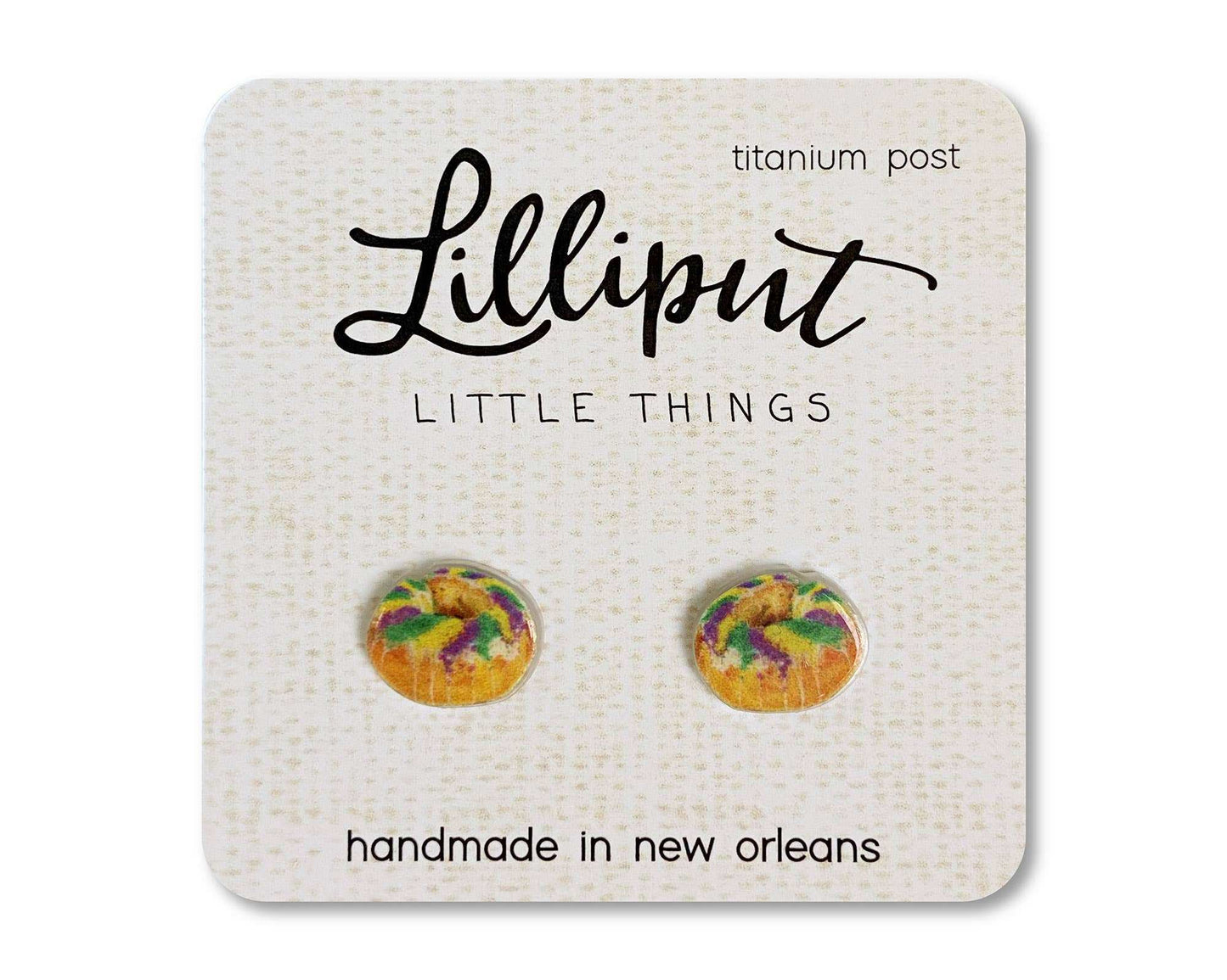 Lilliput Little Things - King Cake Mardi Gras Earrings