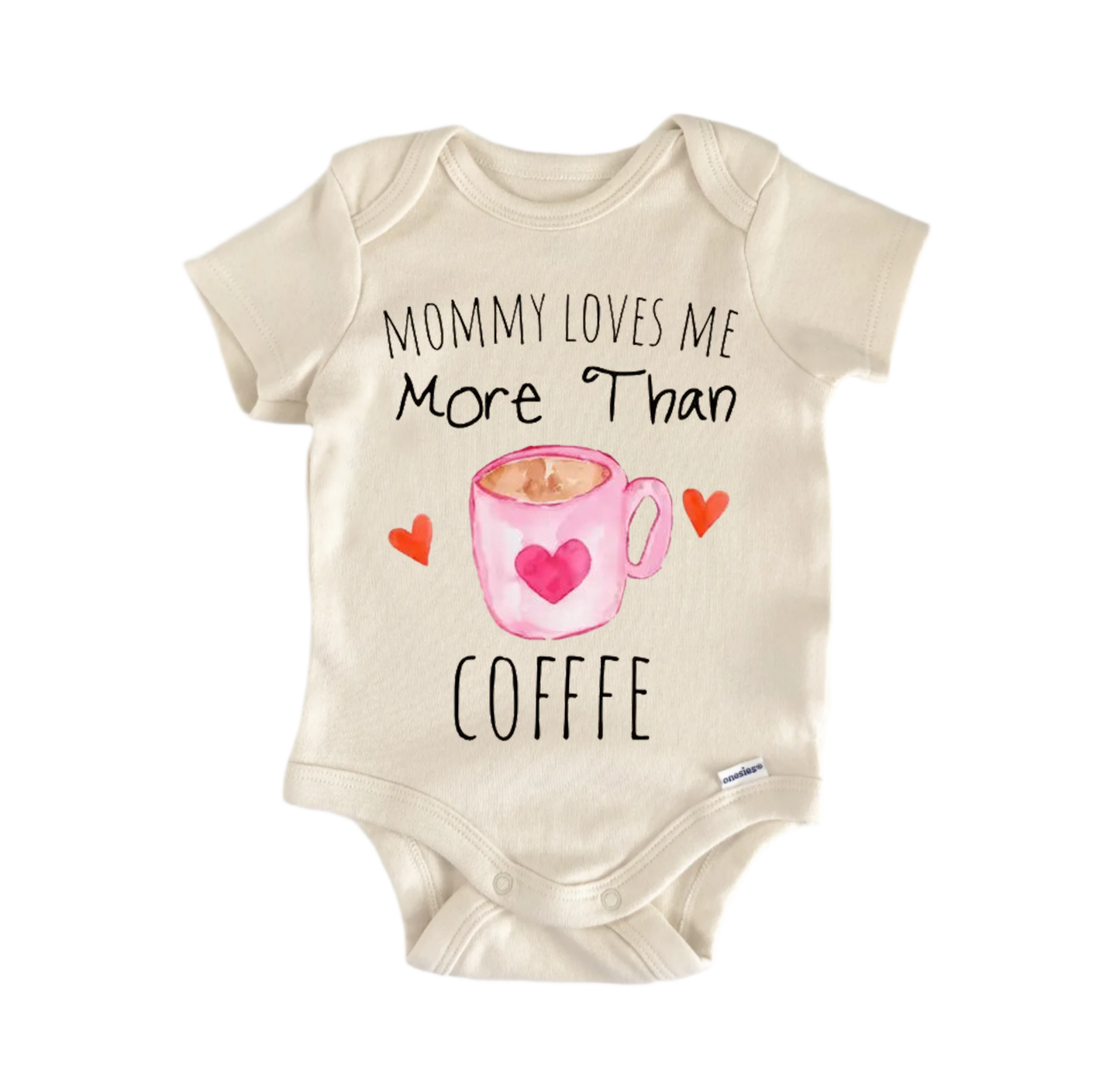 Coffee latte love newborn baby onesie front view