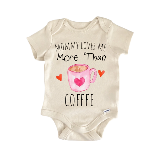 Coffee latte love newborn baby onesie front view