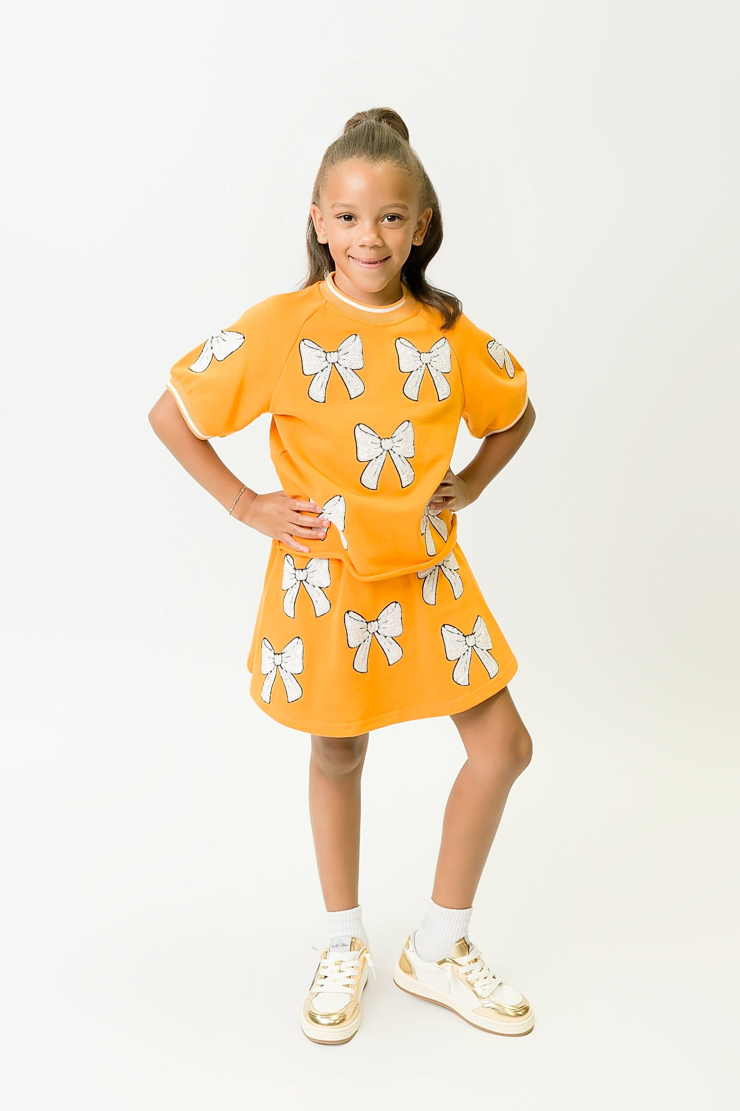 Orange and White Bows Top