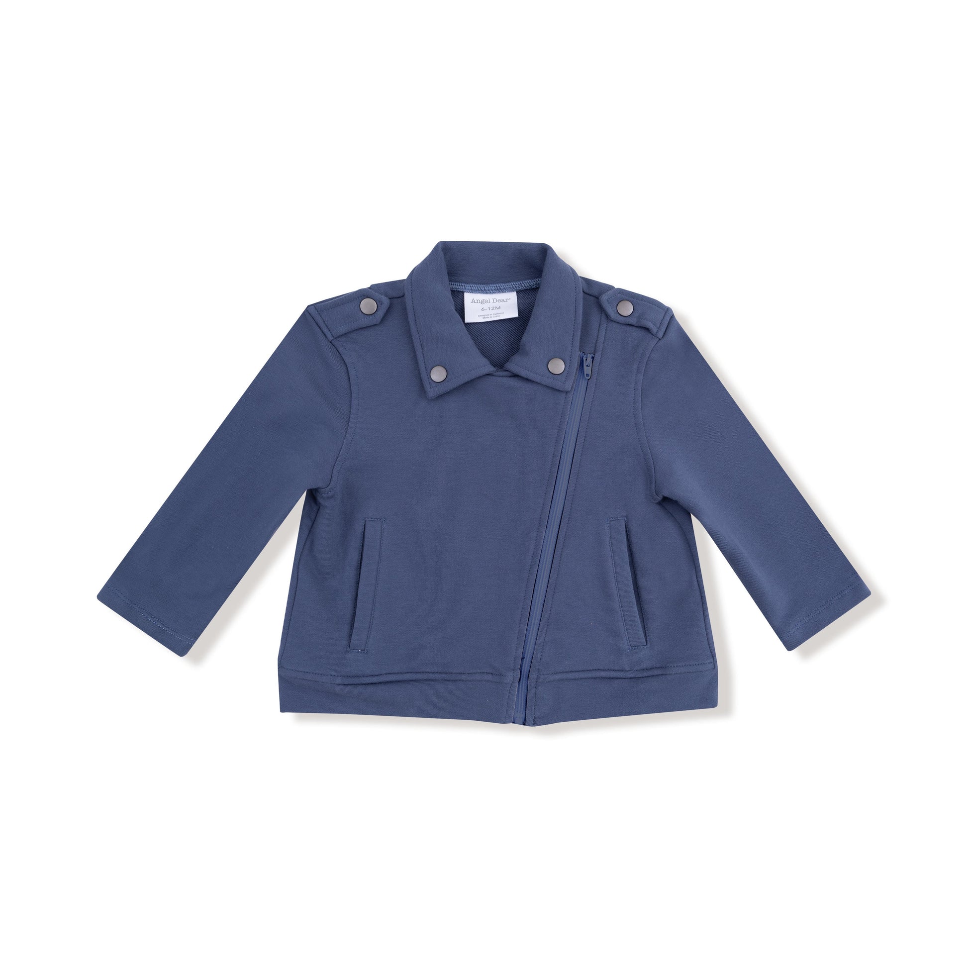 Varsity vintage indigo motorcycle jacket front view