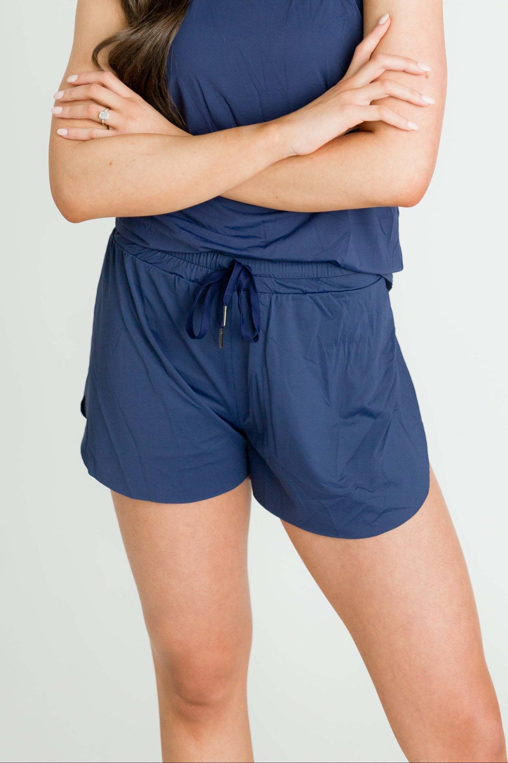 Navy Blue Butterfly Shorts, front view