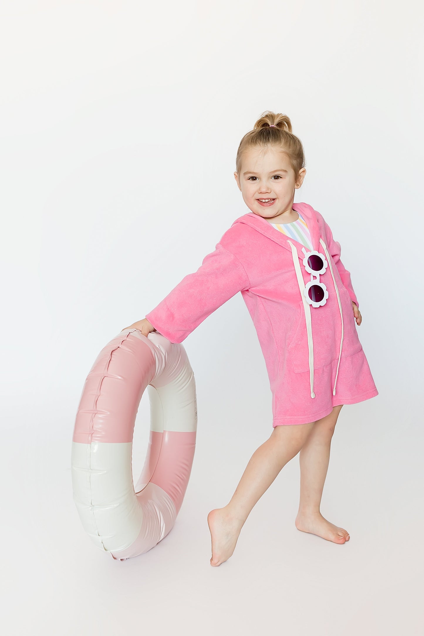 Terry Cloth Hot Pink Romper - back view