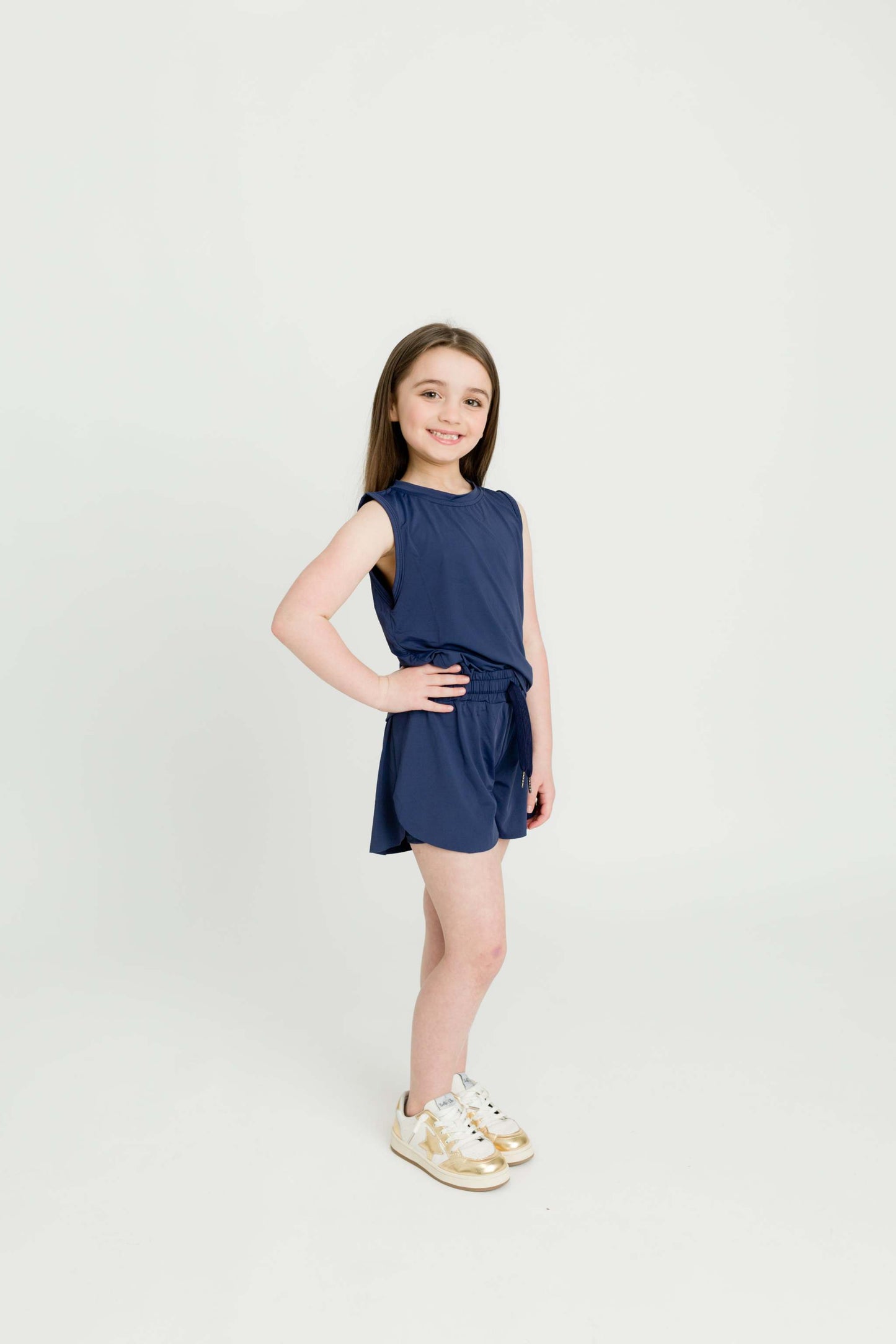 Navy Blue Butterfly Shorts skort, detail view