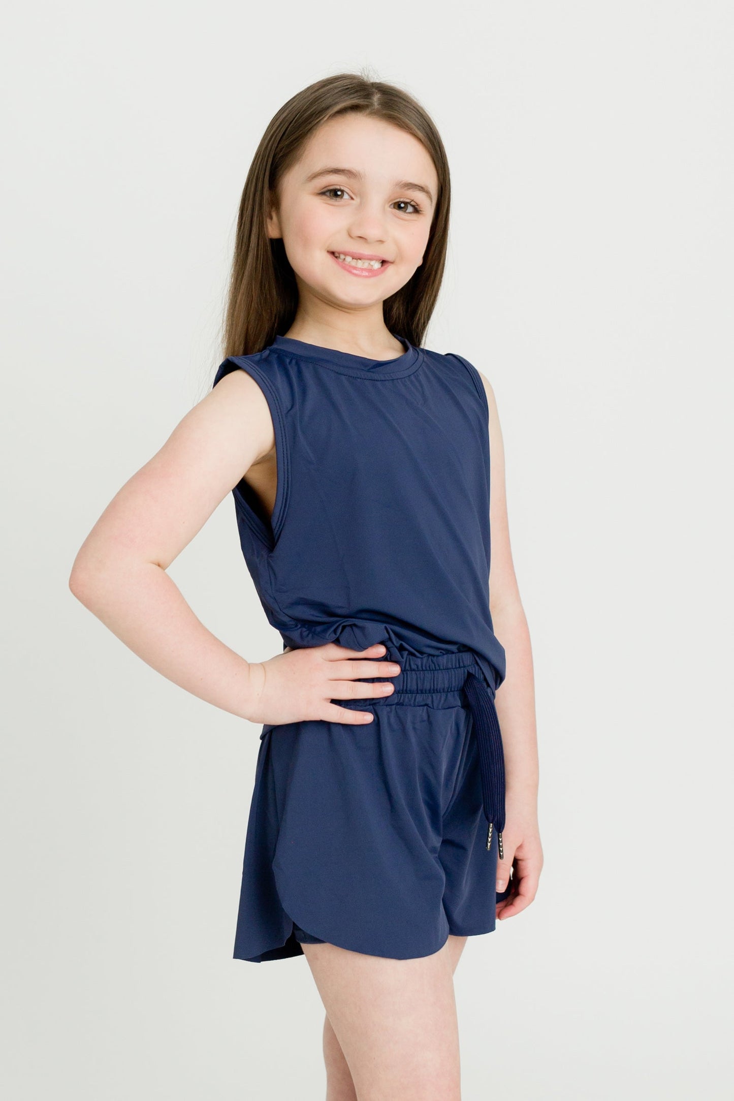 Navy Blue High Low Tank, front view