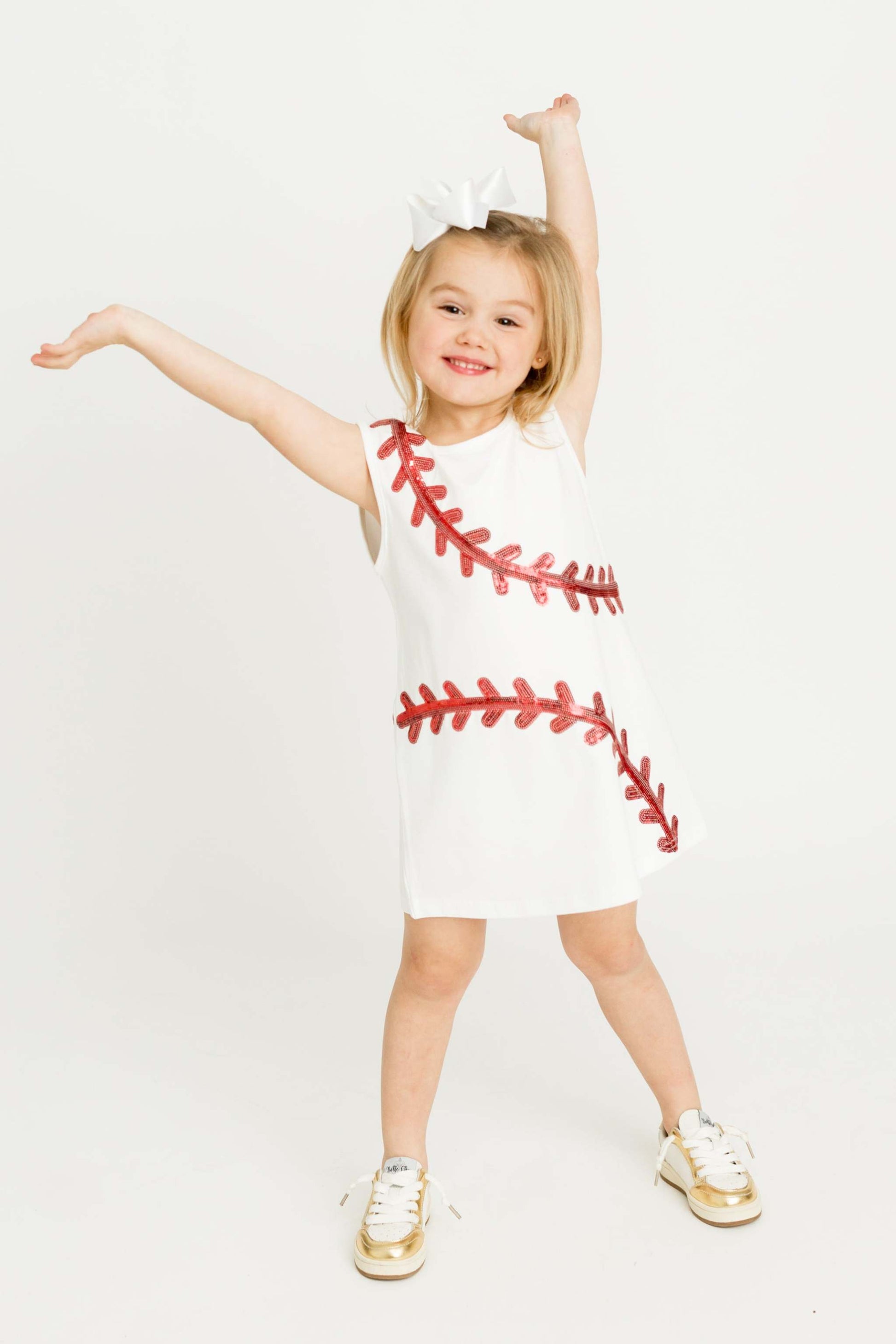 Baseball White Dress sequin game day front