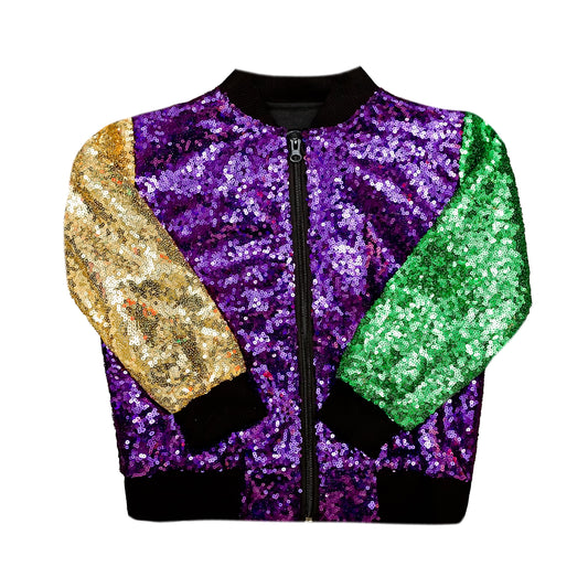Mardi Gras Color Block Sequin Jacket