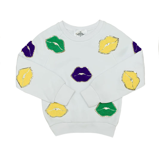 Mardi Gras Lips Chenille Sweatshirt