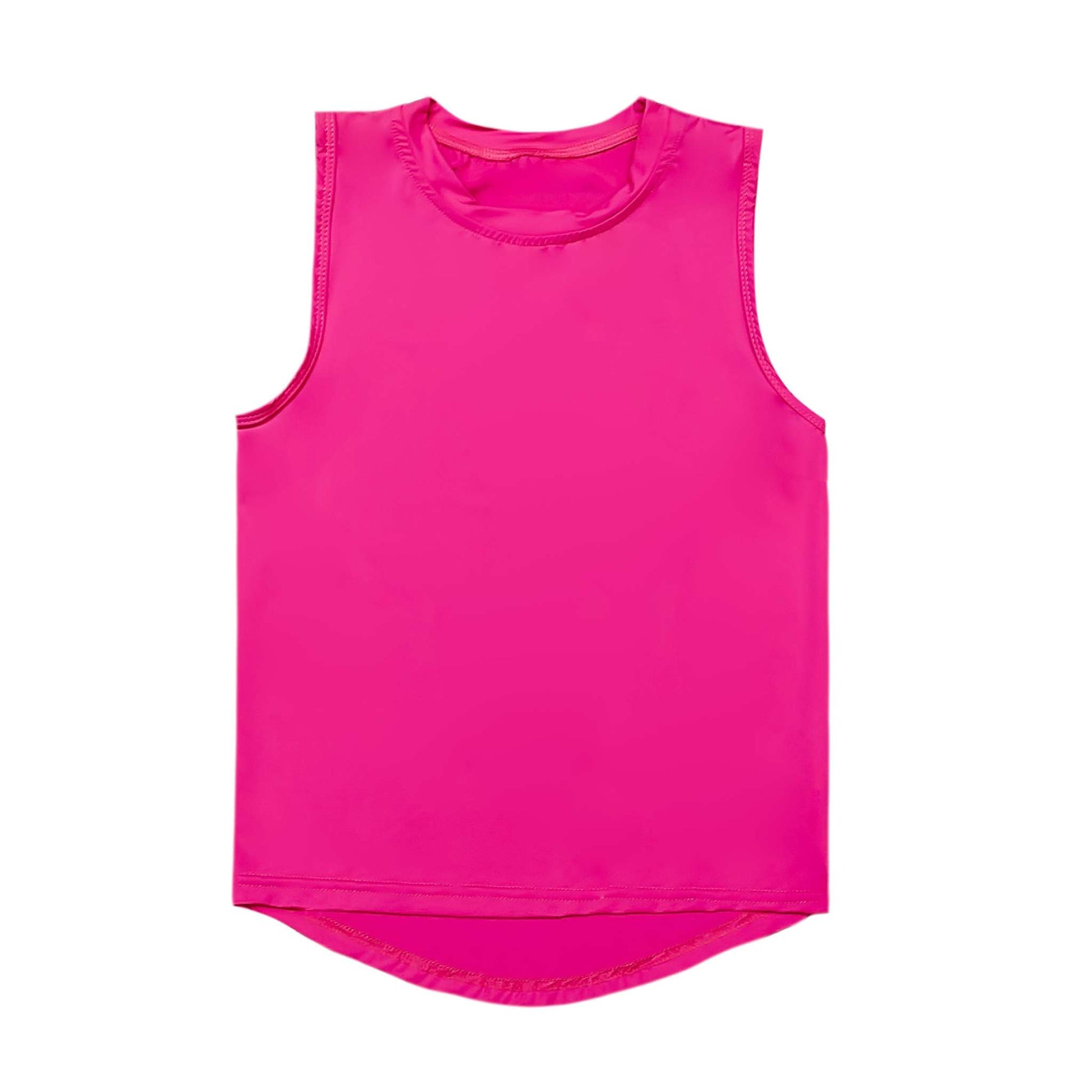 Neon Pink High Low Tank, detail view