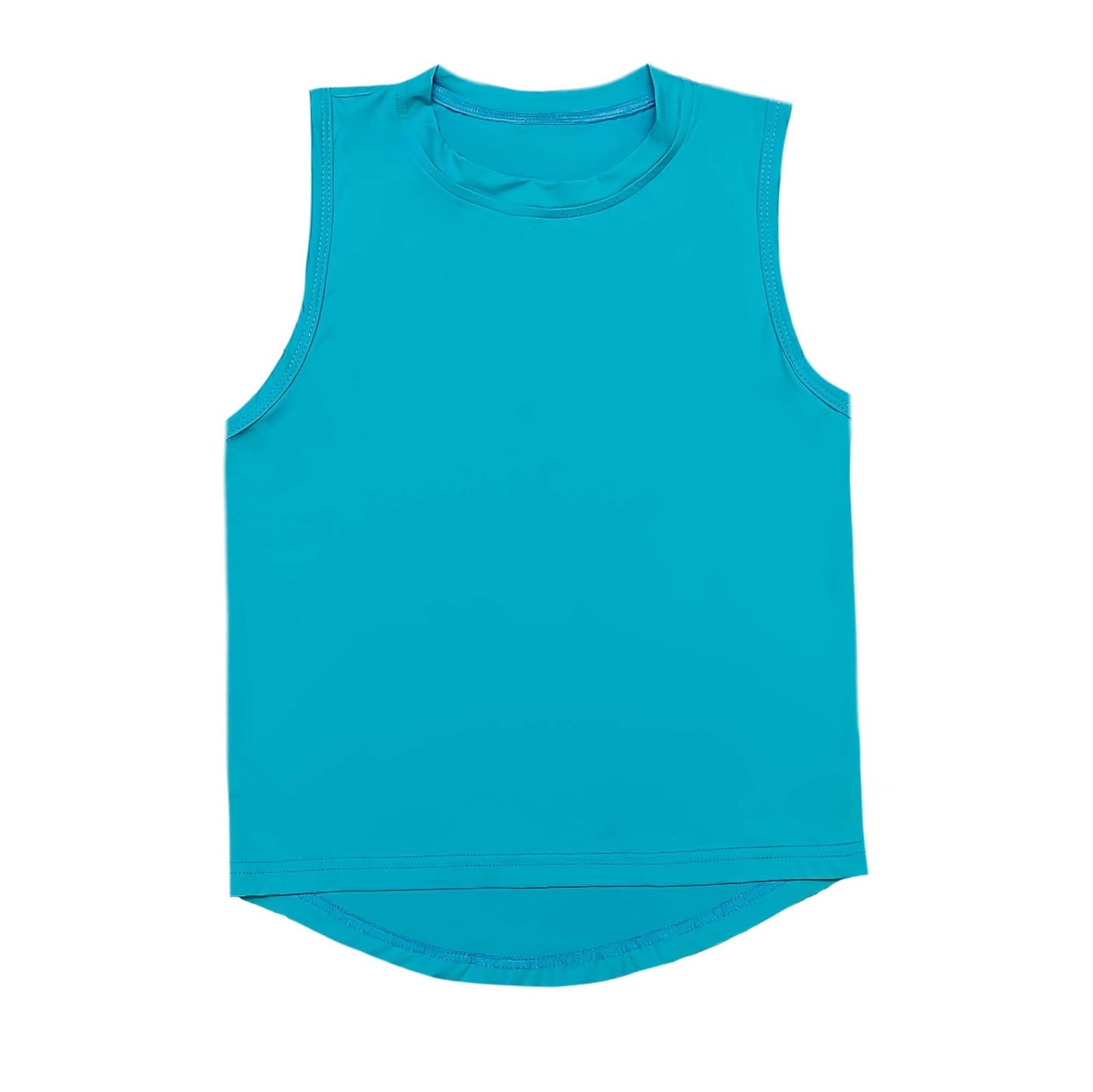 Bright blue high low tank styled
