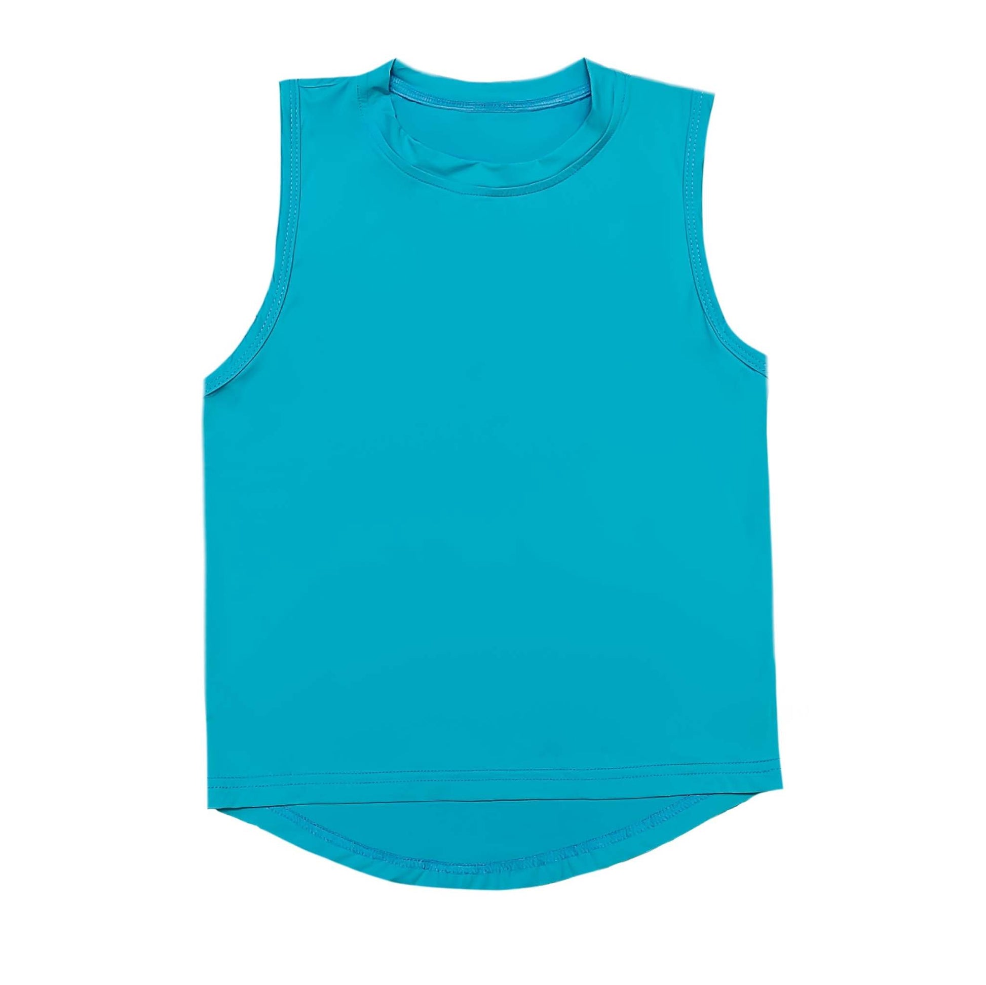 Bright blue high low tank styled