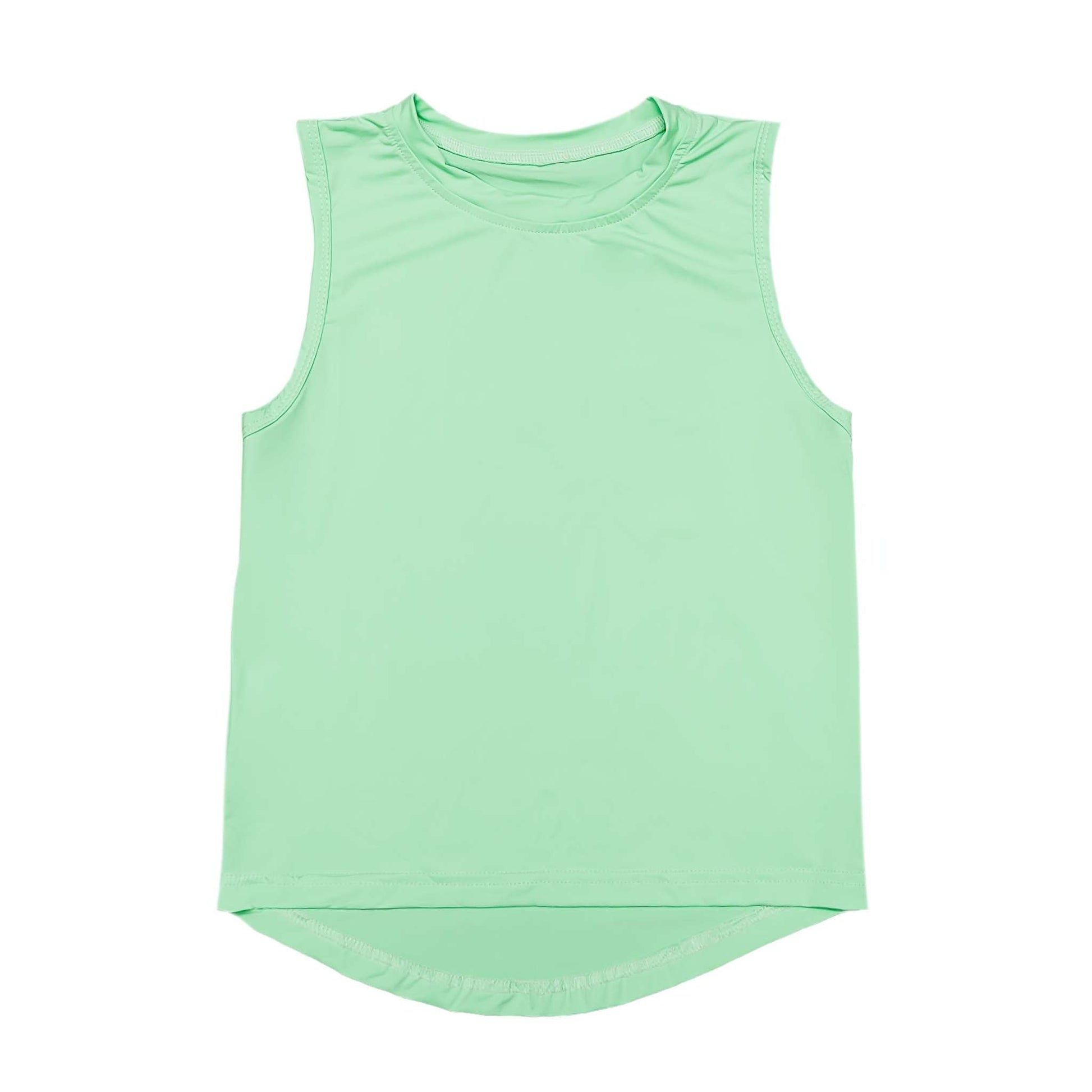Neon Green High Low Tank, side view