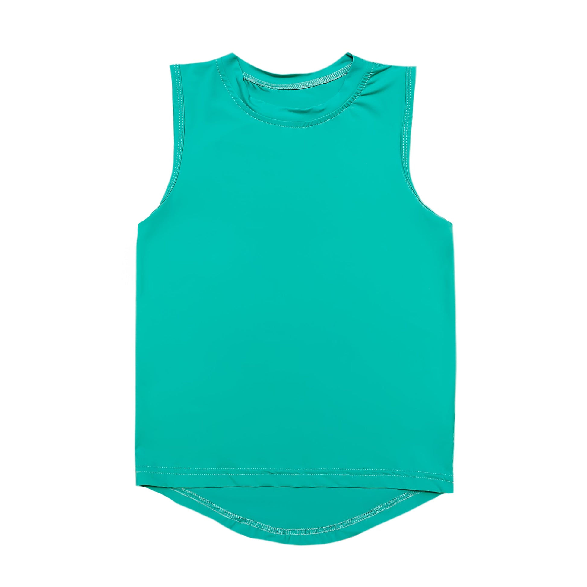 Teal High Low Tank, back view