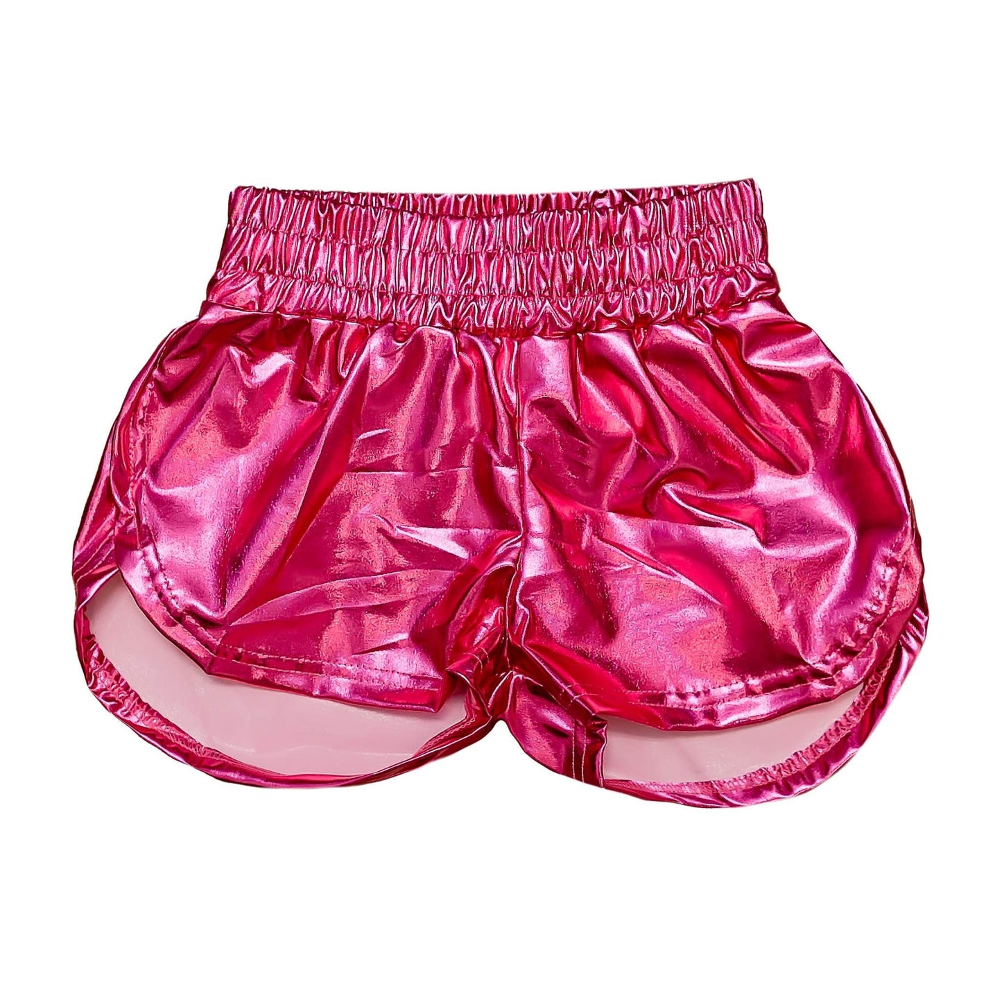 Hot Pink Metallic Shorts, back view