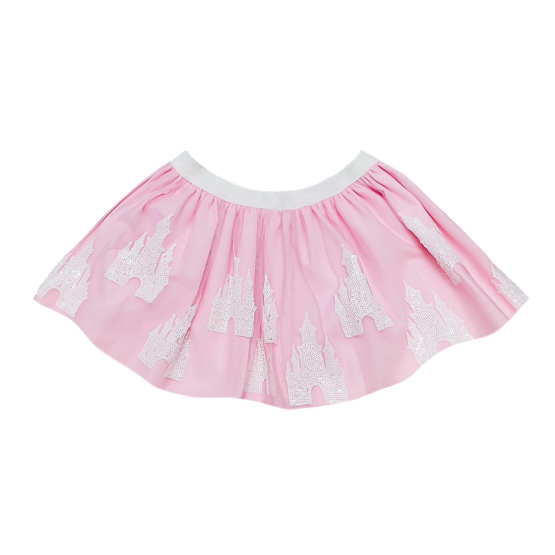 Pink Princess Castle Kid Tutu with sequin castle designs for kids