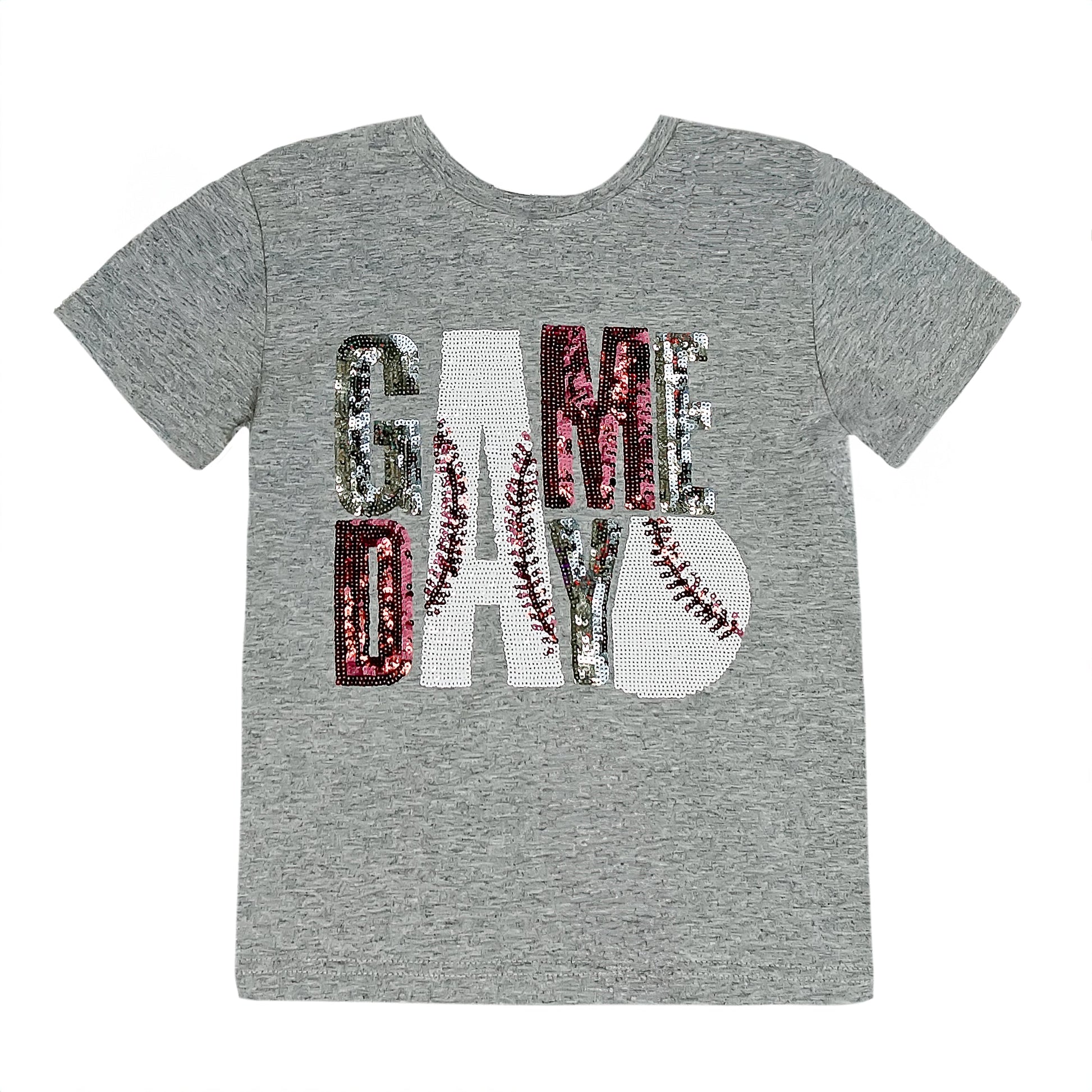 Gameday Maroon and Gray Shirt, detail view
