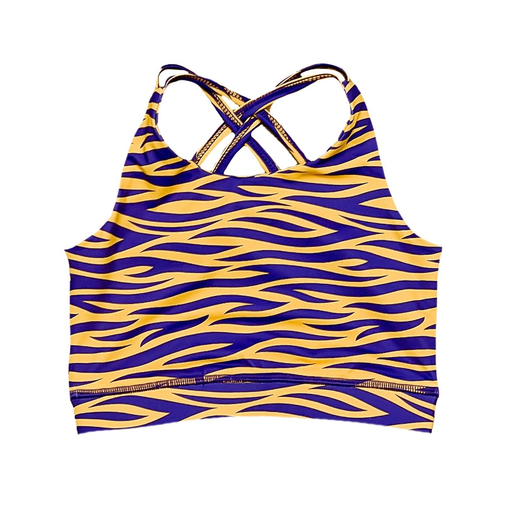 Tiger Striped Sports Bra fabric and material close-up