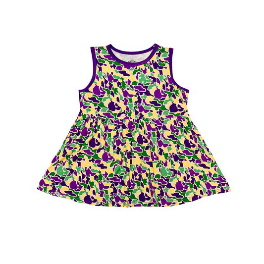 Mardi Gras Camo Bamboo Twirl Dress