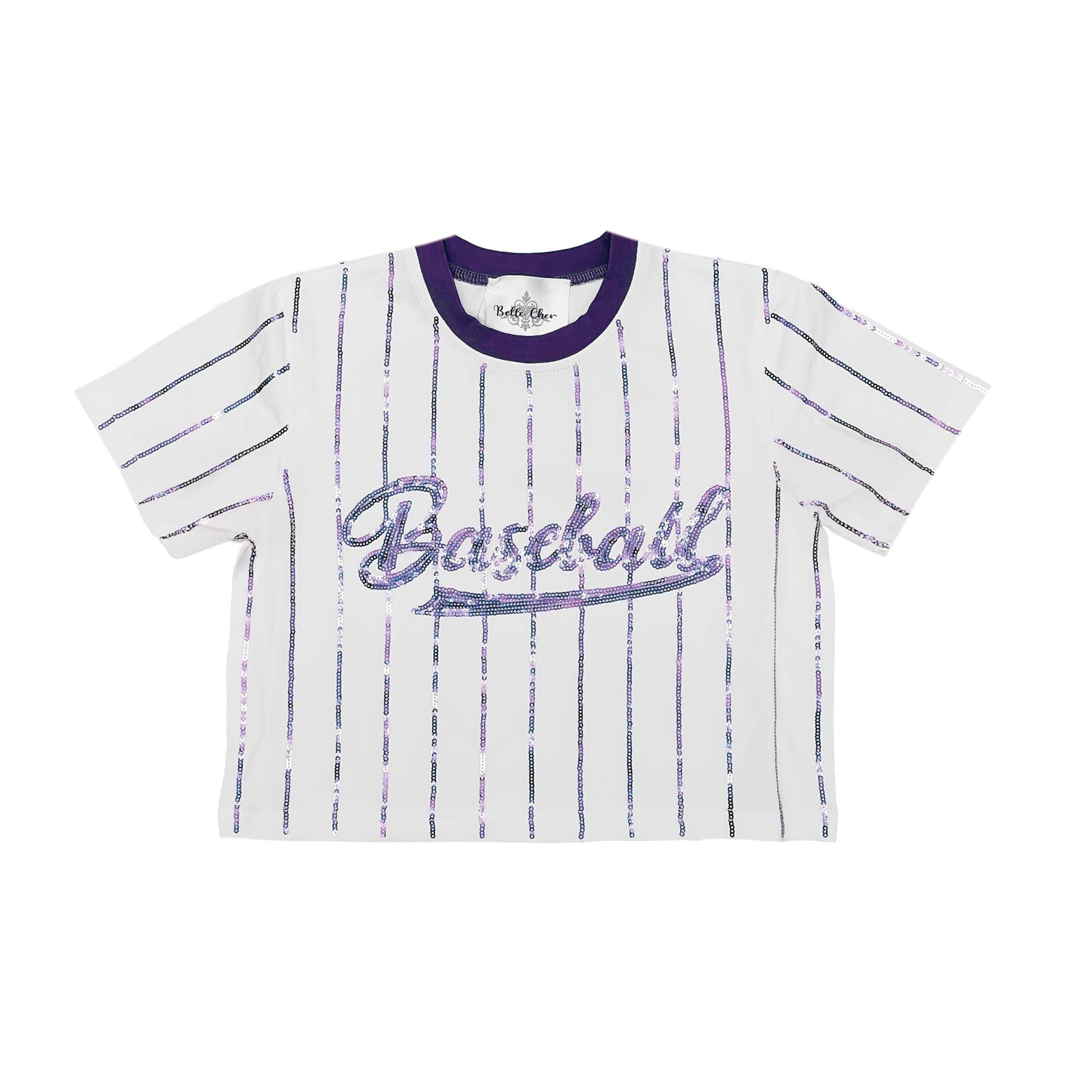 Baseball Purple Striped Top, back view
