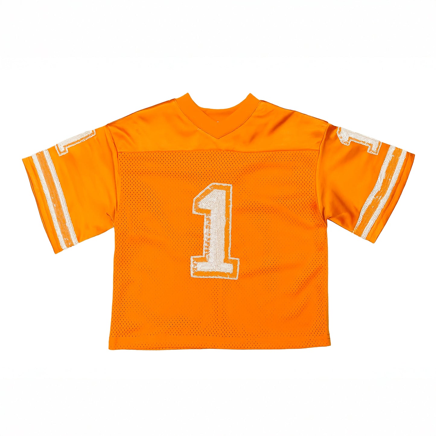 Orange and White Sequin Jersey