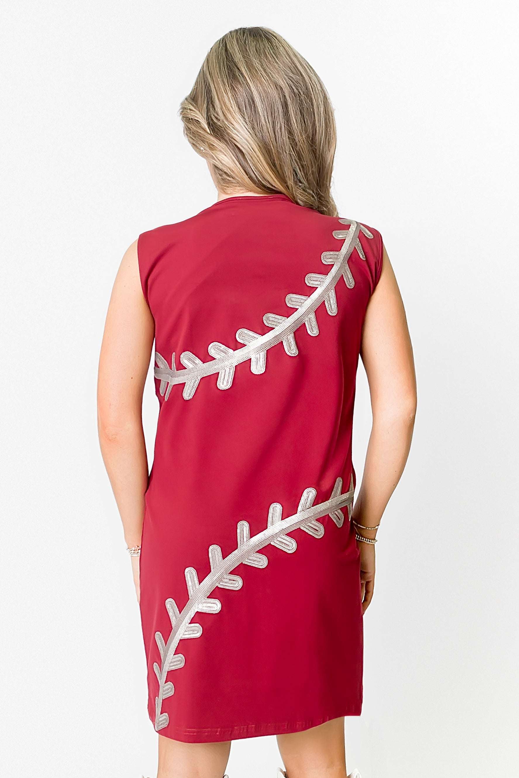 Baseball Maroon Dress, back view