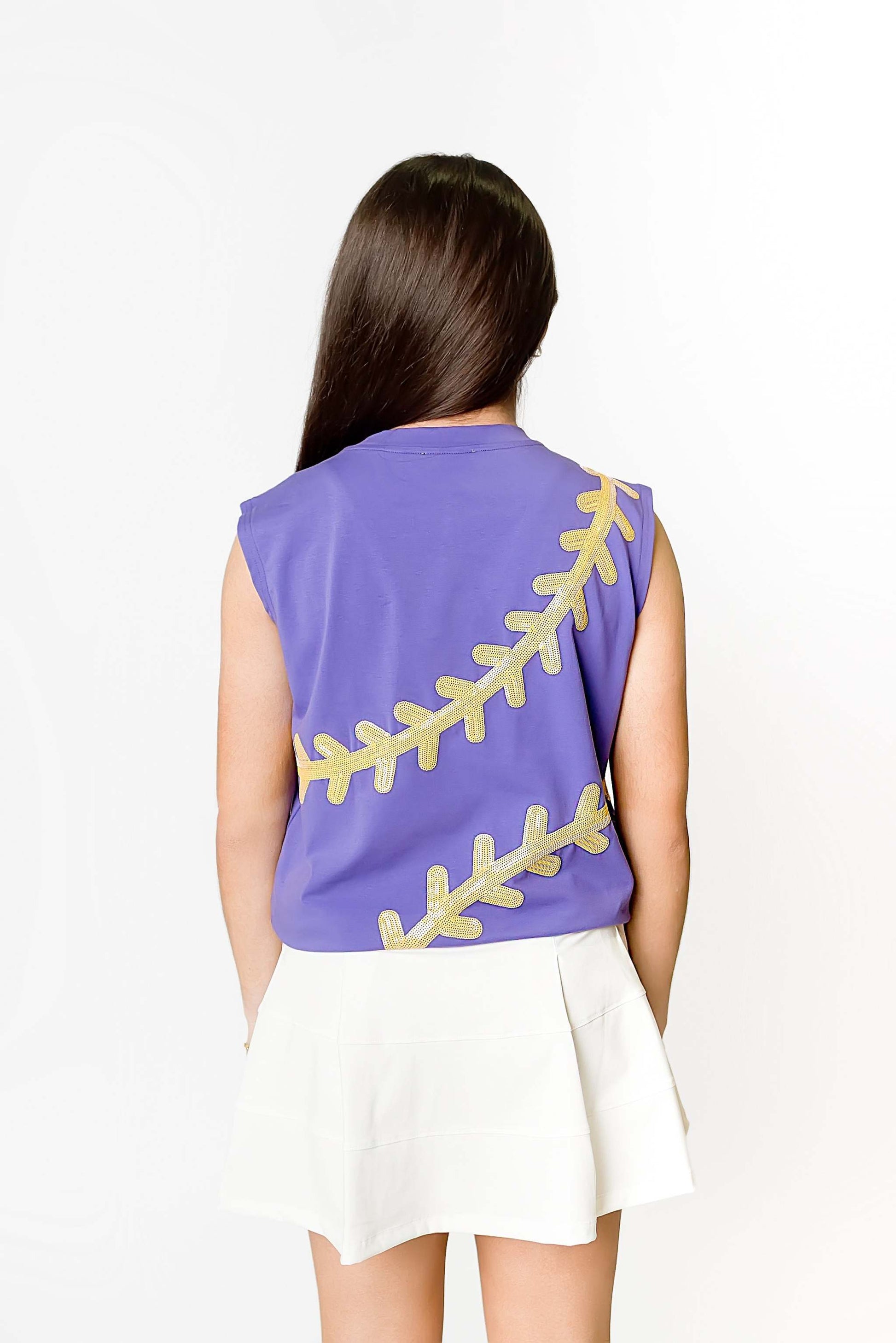 Baseball Purple Tank back view