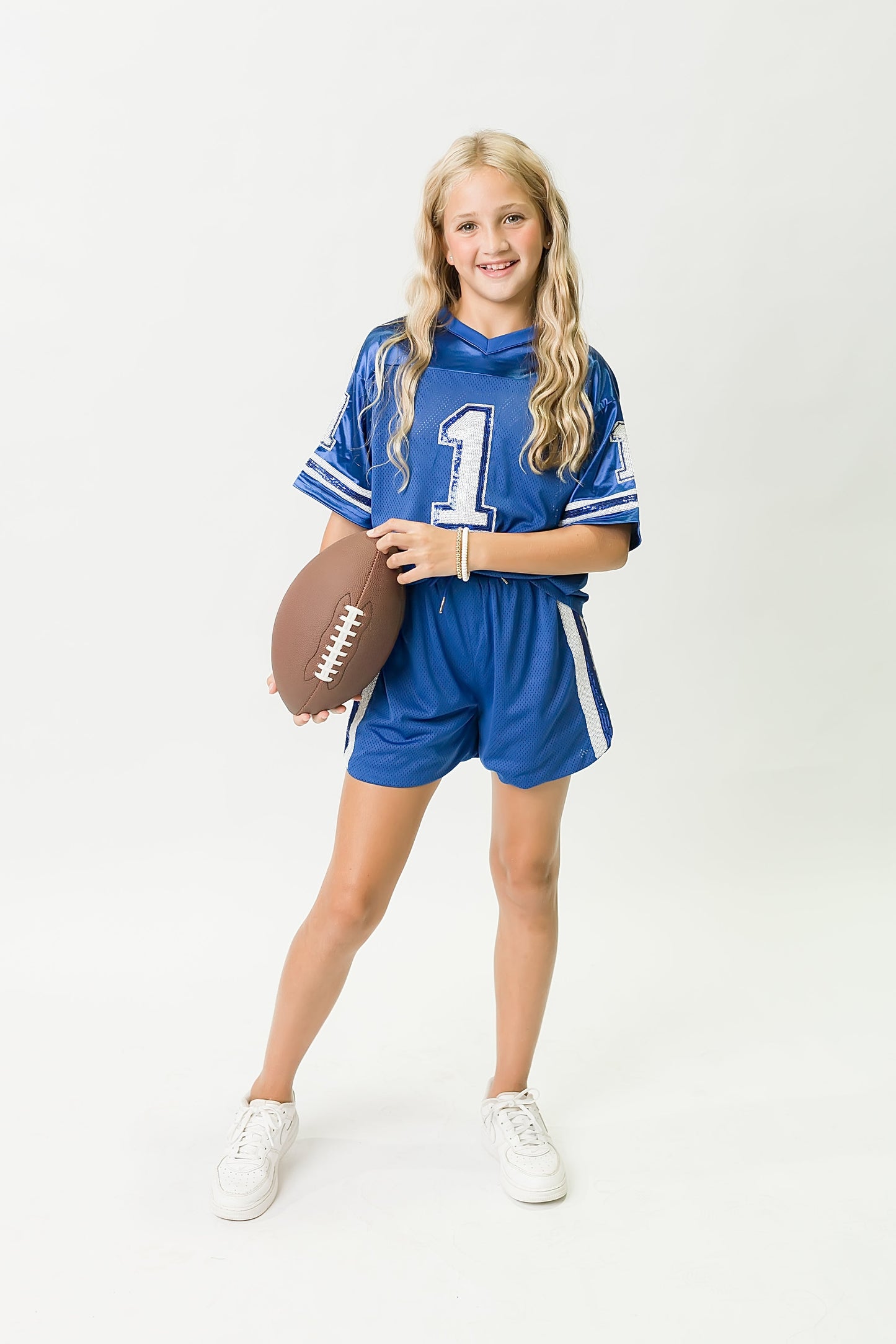 Royal Blue and White Sequin Jersey