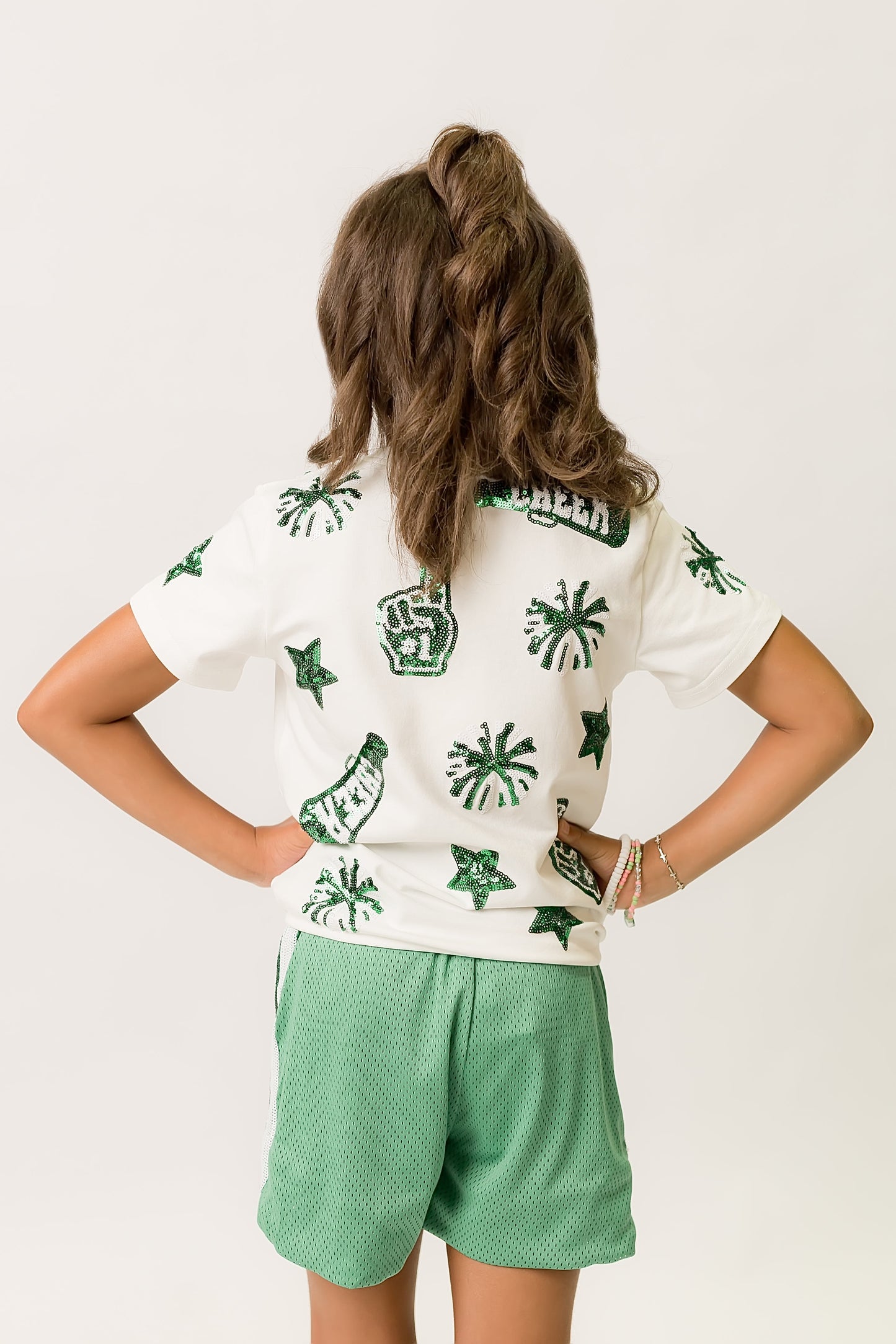Green and White Cheer Shirt