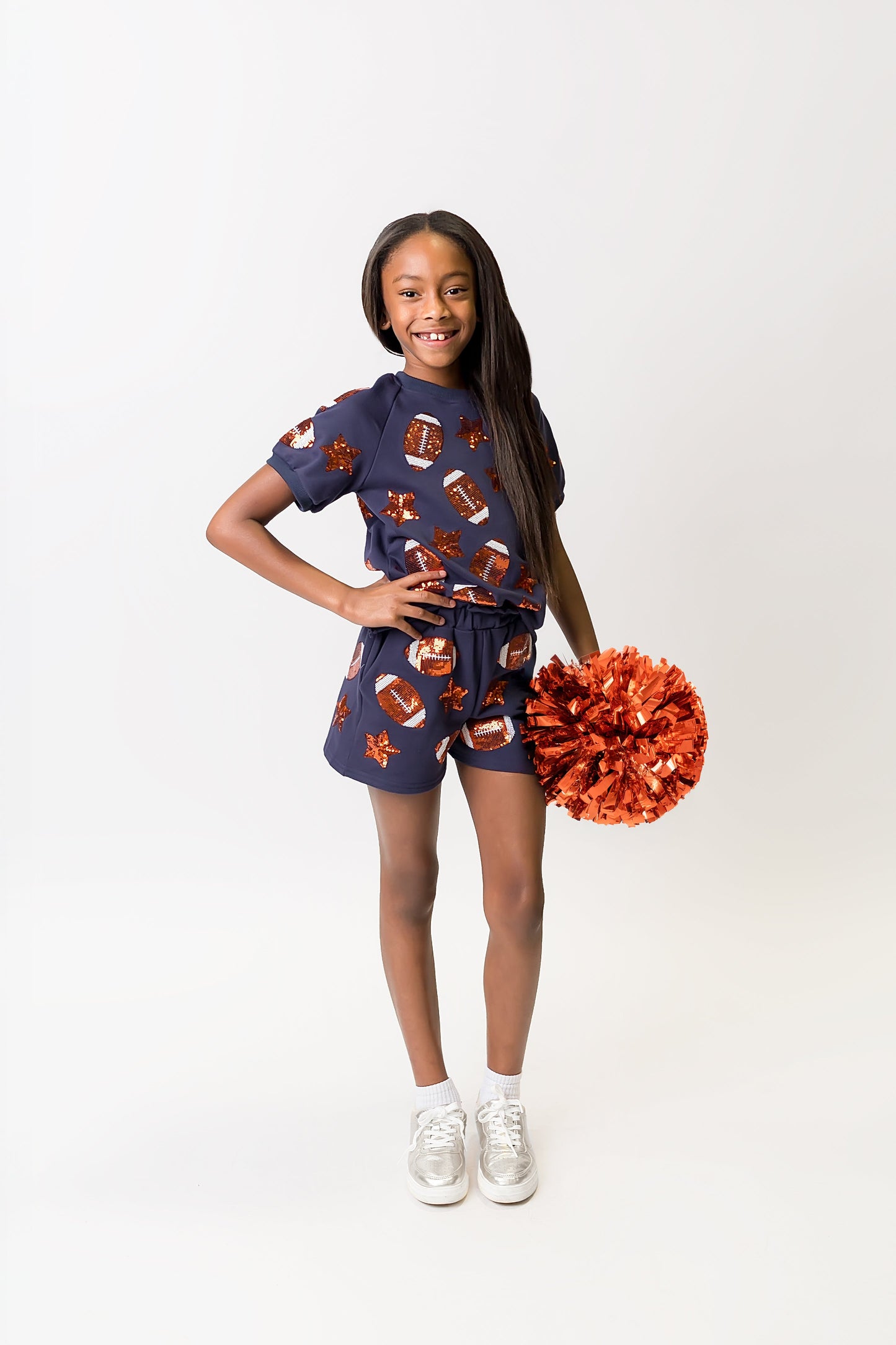 Navy and Orange Football Shorts