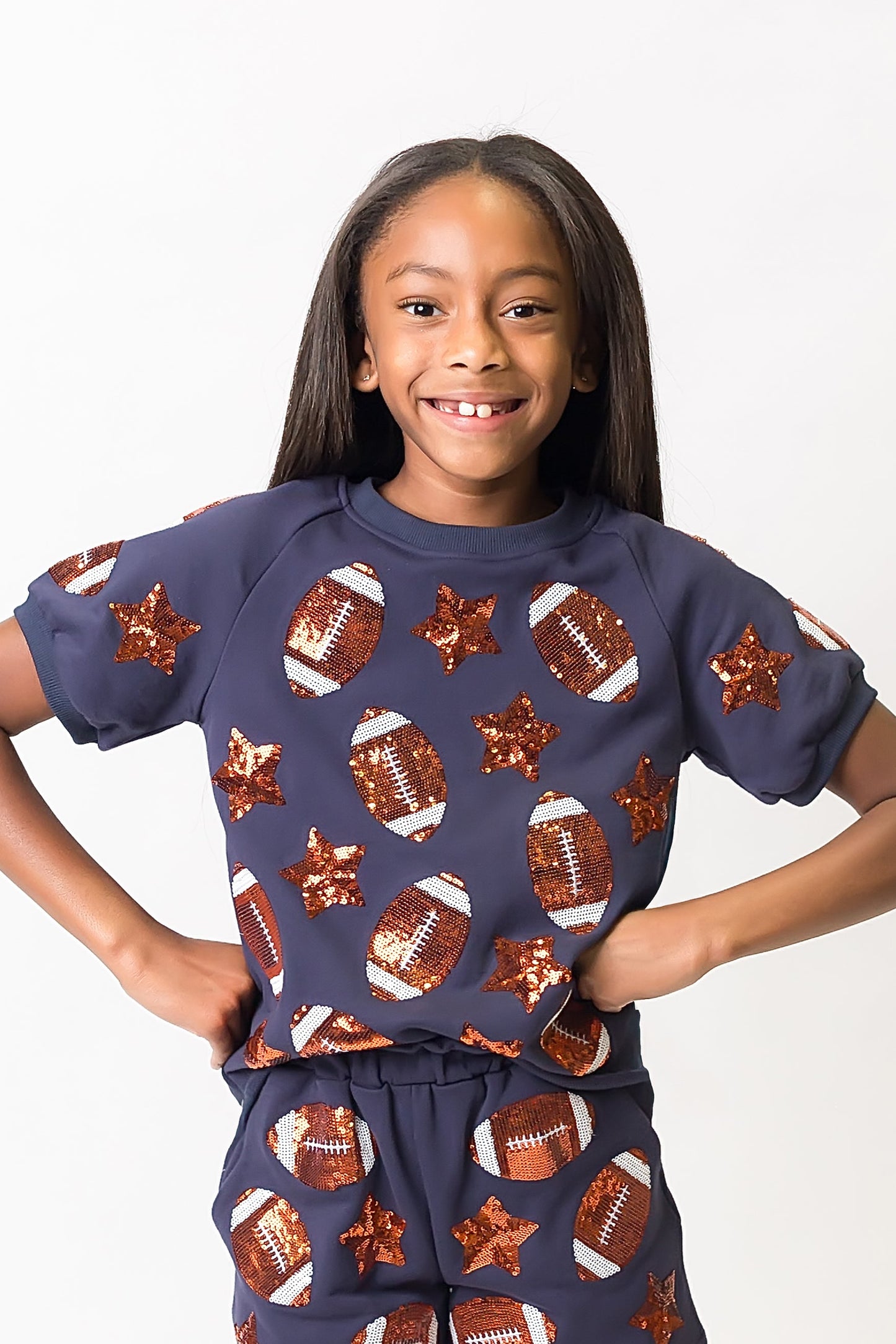 Navy and Orange Football Top